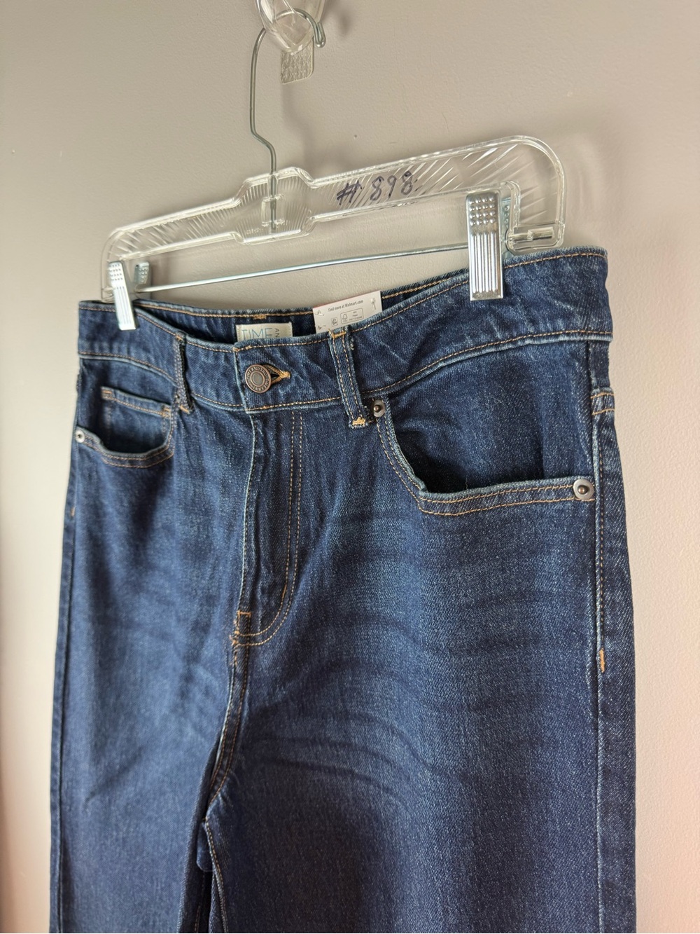 Time and Tru Womens High Rise Wide Leg Dark Wash Jeans SZ 10 Faded New Baggy
